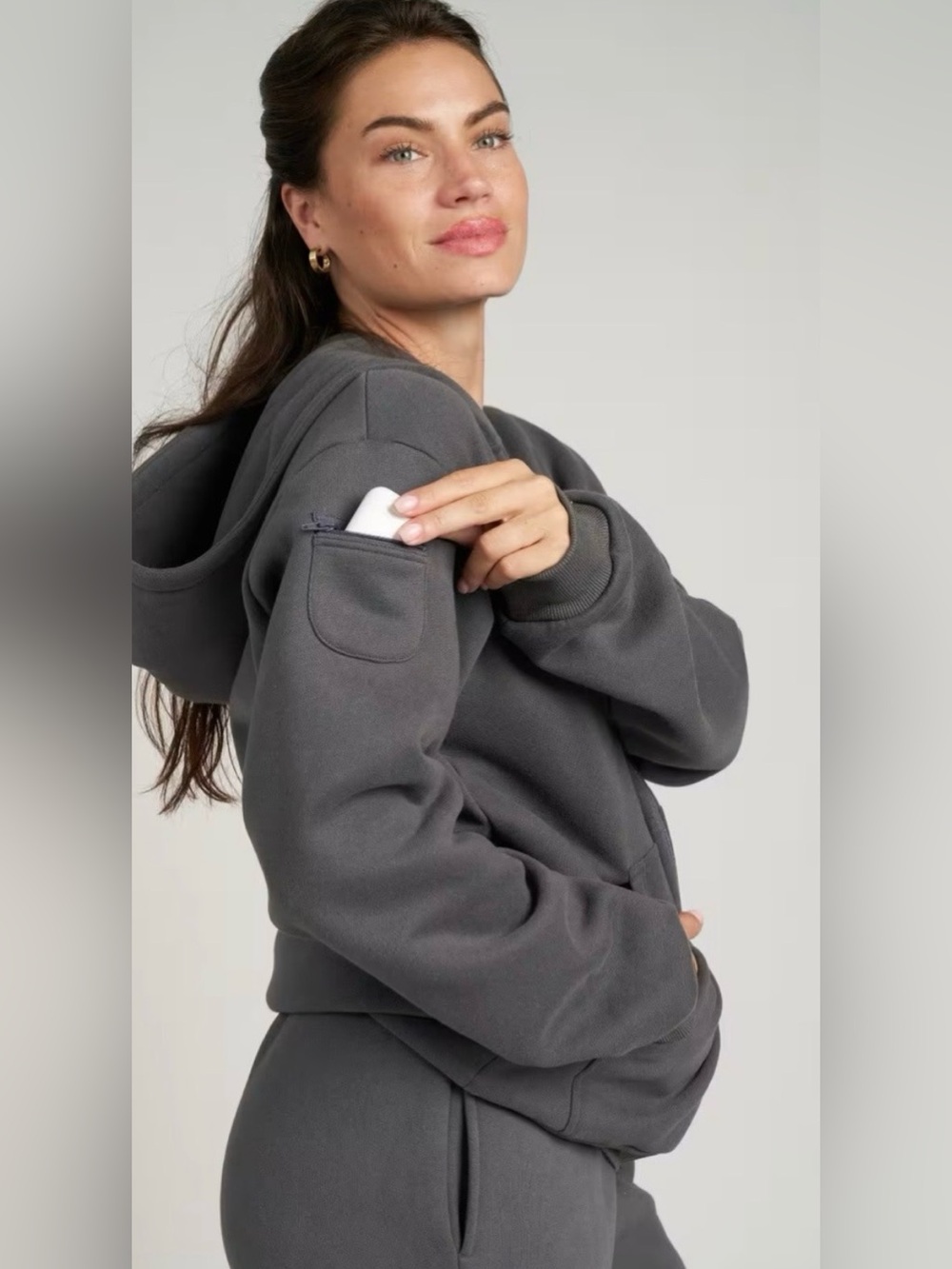 Comfrt Zip Travel Essentials Hoodie Sz Medium steel Grey Unisex
